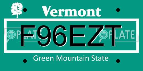 F96EZT Vermont License Plate