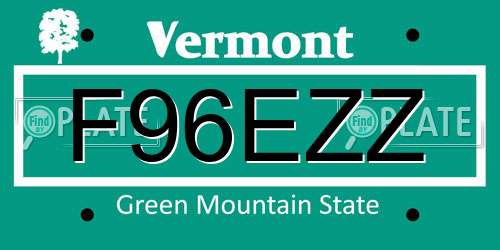 F96EZZ Vermont License Plate