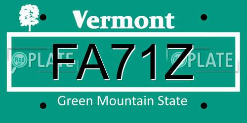FA71Z Vermont License Plate