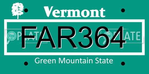 FAR364 Vermont License Plate