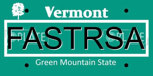 FASTRSA Vermont License Plate