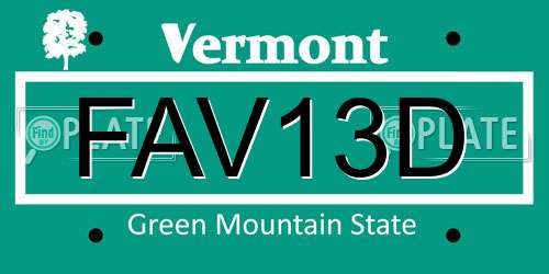 FAV13D Vermont License Plate