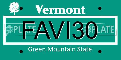 FAVI30 Vermont License Plate