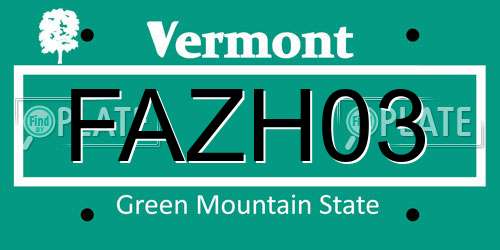 FAZH03 Vermont License Plate