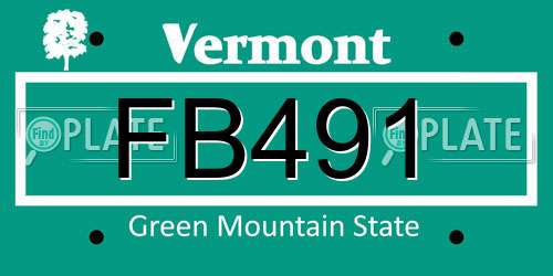 FB491 Vermont License Plate
