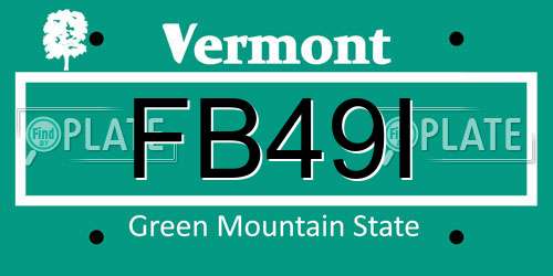 FB49I Vermont License Plate