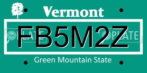 FB5M2Z Vermont License Plate