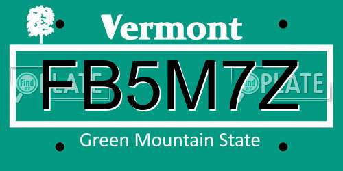 FB5M7Z Vermont License Plate