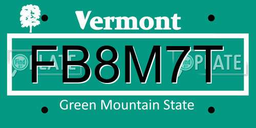 FB8M7T Vermont License Plate