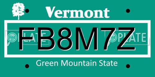 FB8M7Z Vermont License Plate