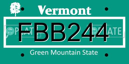 FBB244 Vermont License Plate