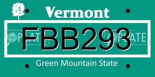 FBB293 Vermont License Plate