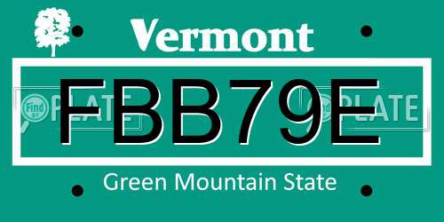 FBB79E Vermont License Plate