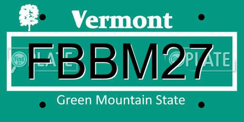 FBBM27 Vermont License Plate