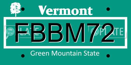 FBBM72 Vermont License Plate