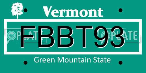 FBBT93 Vermont License Plate