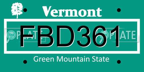 FBD361 Vermont License Plate