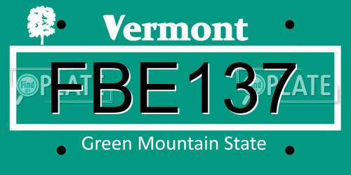 FBE137 Vermont License Plate