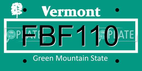 FBF110 Vermont License Plate