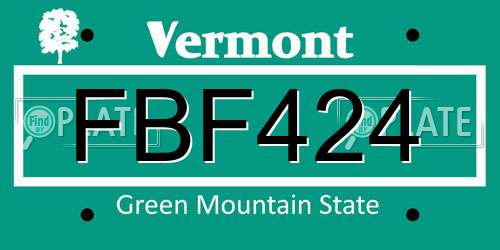 FBF424 Vermont License Plate