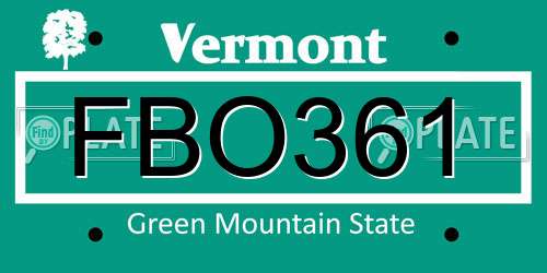 FBO361 Vermont License Plate