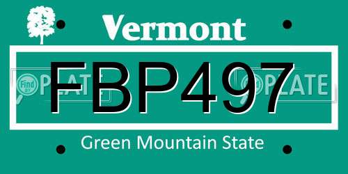 FBP497 Vermont License Plate