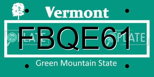 FBQE61 Vermont License Plate