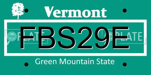 FBS29E Vermont License Plate