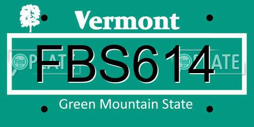 FBS614 Vermont License Plate
