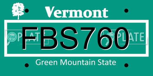 FBS760 Vermont License Plate
