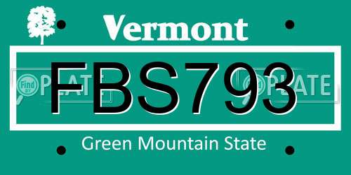 FBS793 Vermont License Plate