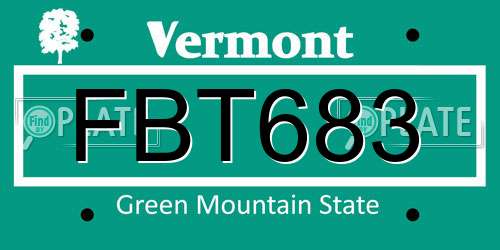 FBT683 Vermont License Plate