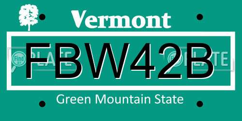 FBW42B Vermont License Plate