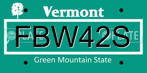 FBW42S Vermont License Plate