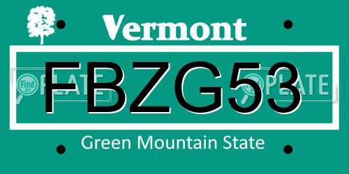 FBZG53 Vermont License Plate