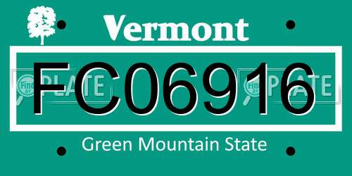 FC06916 Vermont License Plate