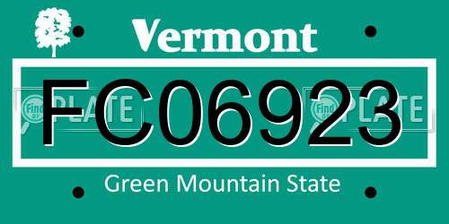 FC06923 Vermont License Plate