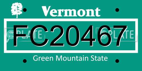 FC20467 Vermont License Plate