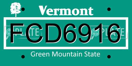 FCD6916 Vermont License Plate