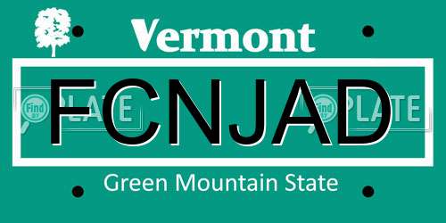 FCNJAD Vermont License Plate