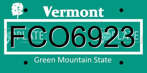 FCO6923 Vermont License Plate