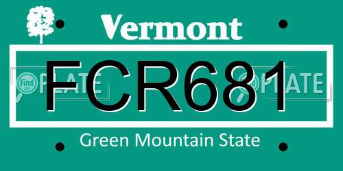 FCR681 Vermont License Plate
