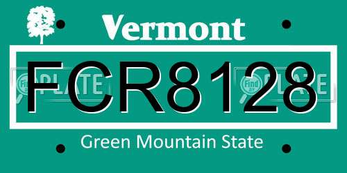 FCR8128 Vermont License Plate