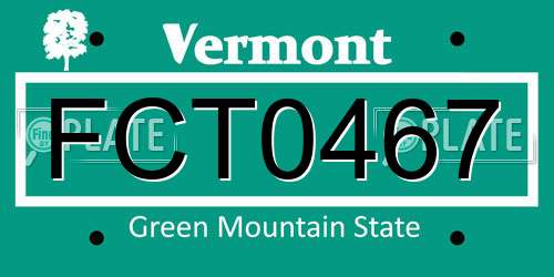 FCT0467 Vermont License Plate