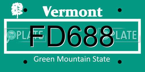 FD688 Vermont License Plate