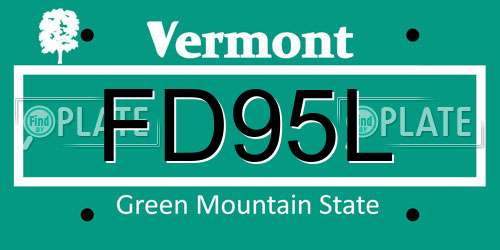 FD95L Vermont License Plate