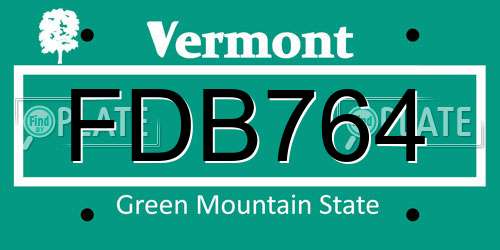 FDB764 Vermont License Plate