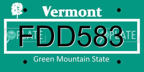 FDD583 Vermont License Plate