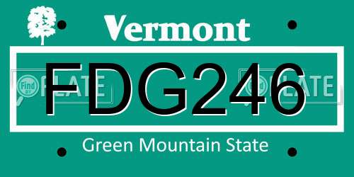 FDG246 Vermont License Plate