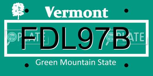 FDL97B Vermont License Plate